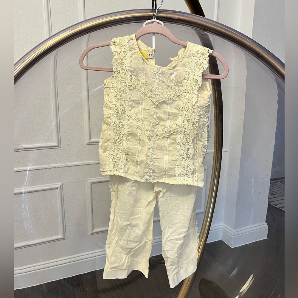 Sana Safinaz Kids Cream Lace Matching Set 5-6 year Eid
